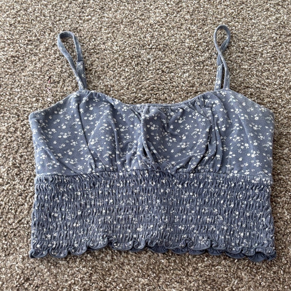 Hollister Blue Floral Crop Top